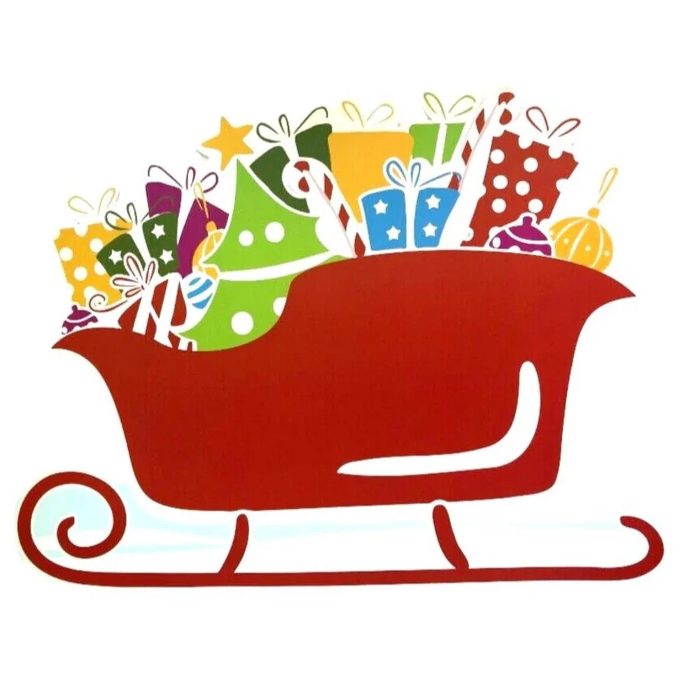 Christmas Santa Sleigh Sled Red Placemats Set of 4 Vinyl Foam Back Kids Table